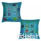 Rastogi Handicrafts 2 Pcs Indian Vintage Home Decor Cotton Cushion Cover With Embroidery & Patchwork  41 X 41 Cm Sky - B00APWSO2Y